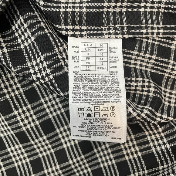 Brooks Brothers Red Fleece Womens Top Size 10 Long Sleeve Plaid Black and White - Picture 6 of 7
